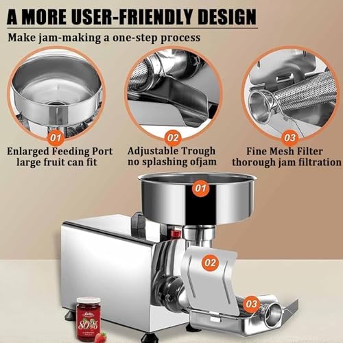 URJWAN Electric Tomato Strainer with Stainless Steel Frame and Pure Copper Motor