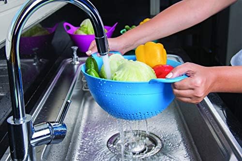 Mintra Home Plastic Colander Set - Easy Pasta Veggie Straining BPA-Free Reusable