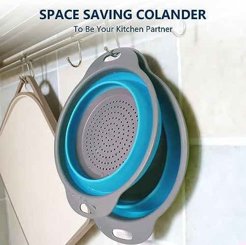 Onfamico Collapsible Colander Set of 3 - Heat Resistant - Kitchen and Travel Use