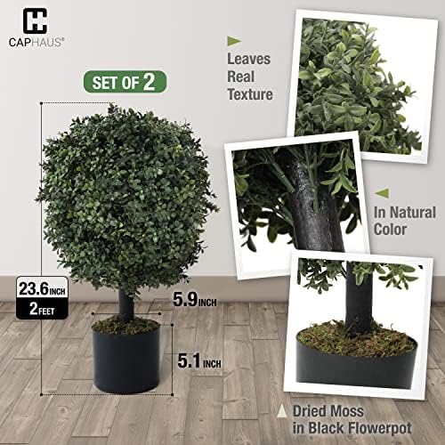 Realistic UV-Resistant Boxwood Topiary Set