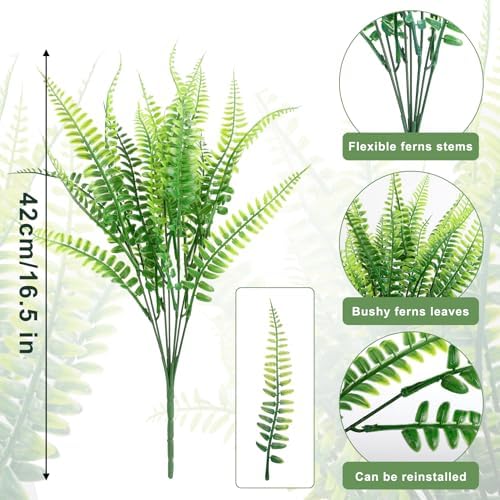 Bassion Boston Outdoor Artificial Ferns