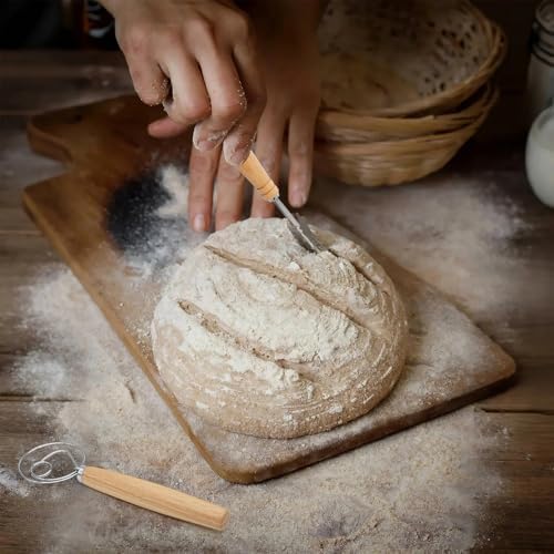 PerfectSourdough Bread Proofing Basket with Danish Whisk Linens 9 Round 10 Oval Design