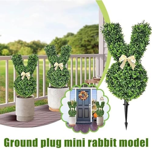 Easter Bunny Topiary Outdoor Set 2 x 355in Artificial Boxwood Bunnies