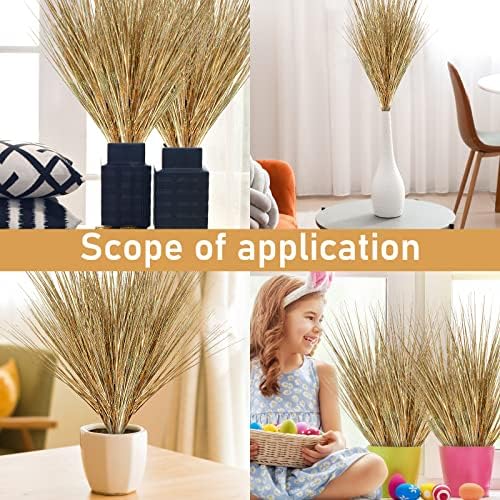 Glittery Realistic Artificial Onion Grass Shrubs 6 Pack
