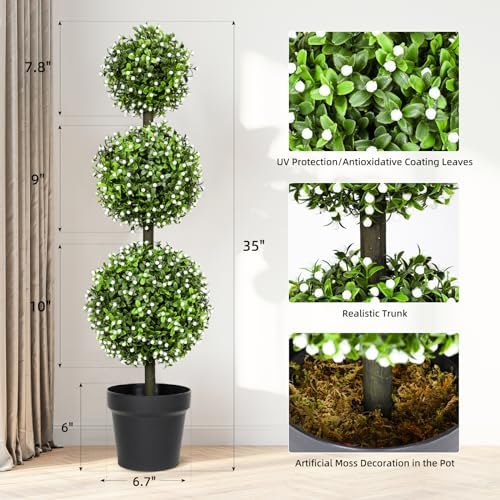 3FT Artificial Boxwood Topiaries Set of 2