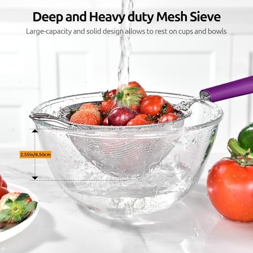 U-Taste Medium Fine Mesh Strainer with Silicone Handle