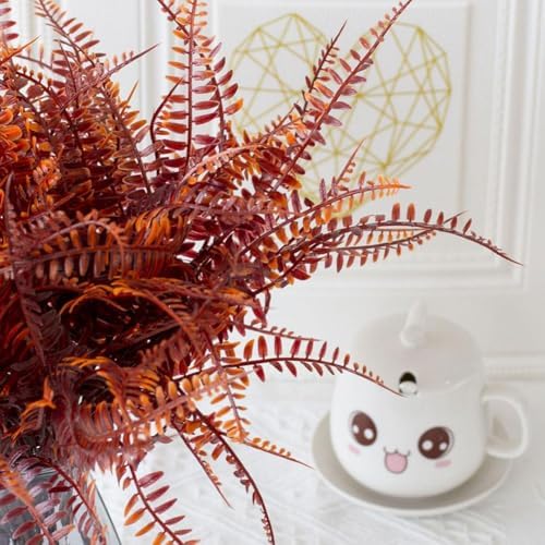 Artificial Fall Plants 8-Piece Fake Boston Fern Plant Set UV-Resistant
