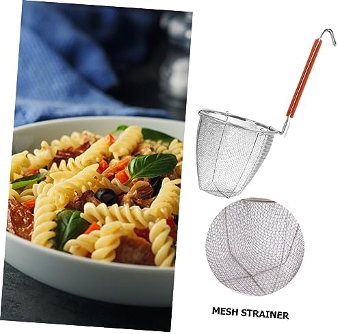 Mikinona 2pcs Stainless Steel Food Strainer With Bamboo Handle