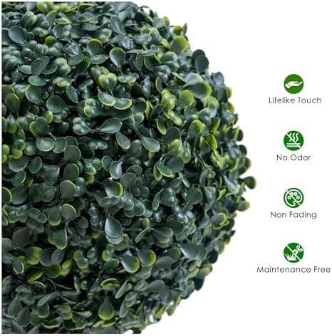 GarveeHome 2 Pack Milan Grass Ball Topiaries 24-Inch Outdoor Set