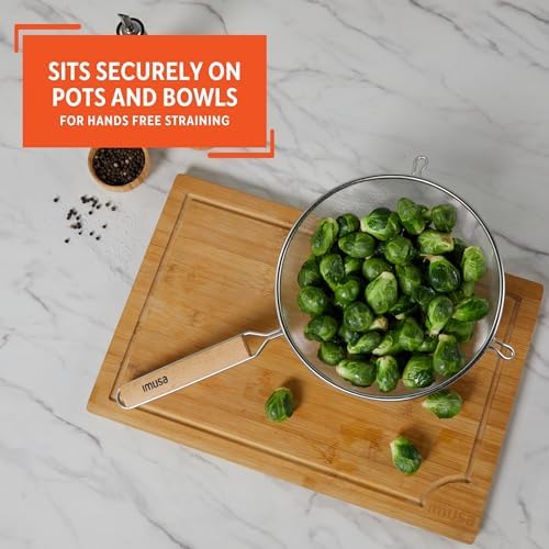 Wood Stainless Steel Strainer Handle 8-Inch