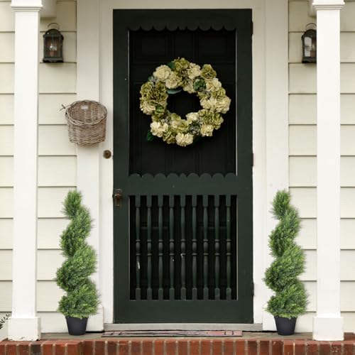 THE BLOOM TIMES 3ft Artificial Spiral Topiary Trees Set of 2