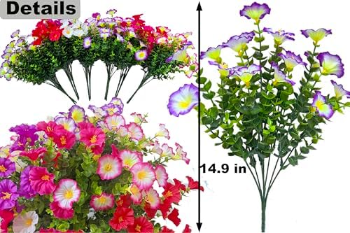 Artificial Flowers for Outdoors 12 Bundles Fake Flowers