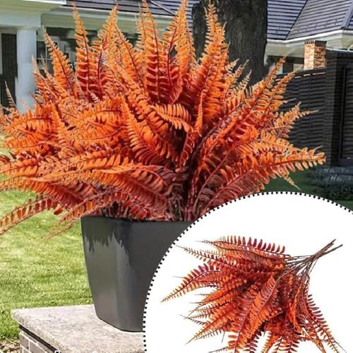 Artificial Fall Plants 8-Piece Fake Boston Fern Plant Set UV-Resistant