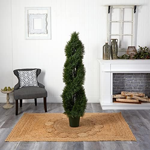 Nearly Natural 5ft UV-Resistant Pond Cypress Spiral Topiary IndoorOutdoor