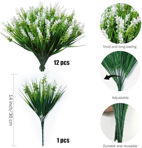 12 Bundles Artificial Plant - Fake Monkey Grass Outdoor