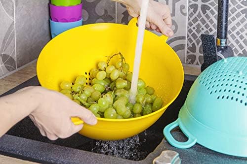 Mintra Home Plastic Colander Set - Easy Pasta Veggie Straining BPA-Free Reusable