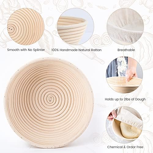 Perfect for Sourdough Bread Lovers Handmade Rattan Proofing Basket Set 85inch
