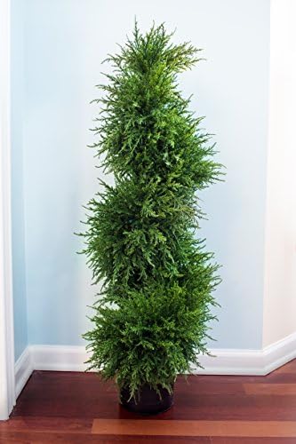 Nearly Natural 43in Artificial Cedar Spiral Topiary with LED Lights