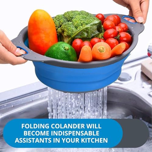 Compact Blue Kitchen Strainer Set for Multifunctional Use