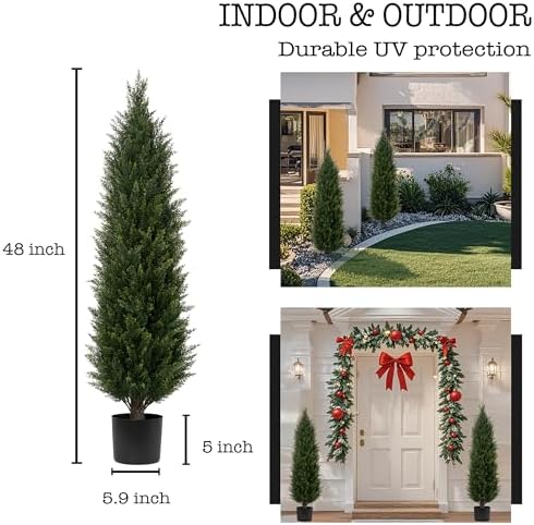 Two-Pack Fake Cedar Topiary Trees for Decor