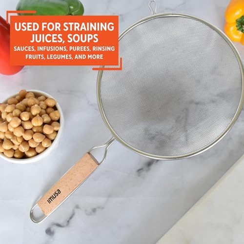 Wood Stainless Steel Strainer Handle 8-Inch