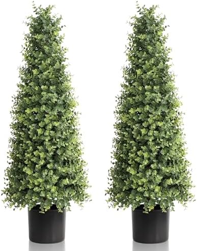 32 Boxwood Topiary Floor Planter artificial Cedar Tree for Indoors