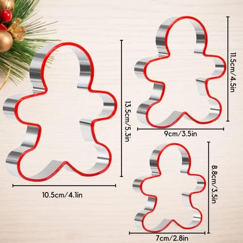 Gingerbread Man Cookie Cutters Set - 3-Piece Stainless Steel