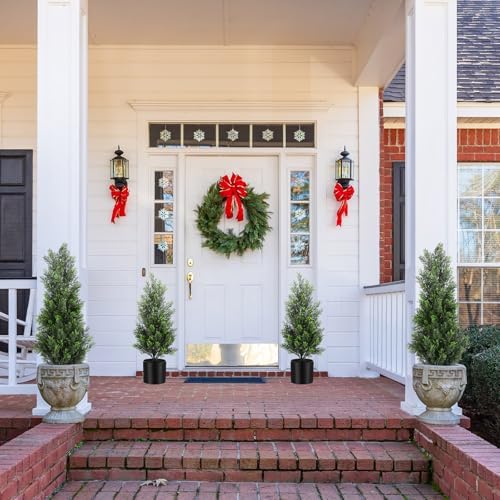 4 Pcs Fake Cedar Topiary Outdoor