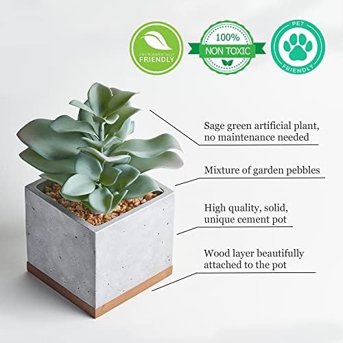 8-Inch Artificial Succulents in Pots Fake Office Desk Plant Sage Green