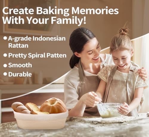 HOMEDISIAC Banneton Bread Proofing Basket Set for 2 10-Inch Oval