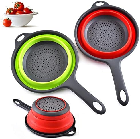 Vctitil Foldable Silicone Colander with Handle Durable Kitchen Tool Easy to Clean Use