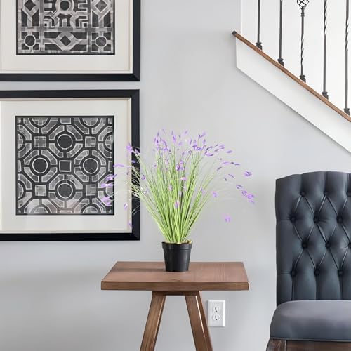 JIAAUANCGermany artificial plants 24 wheat grass greenery with purple flowers