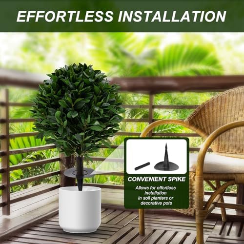 24 Artificial Topiary Trees with Black Pot 2 Pieces Set
