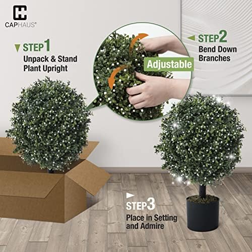 Realistic UV-Resistant Boxwood Topiary Set