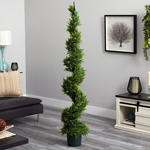 6-Foot Artificial Cypress Spiral Topiary with nursery planter