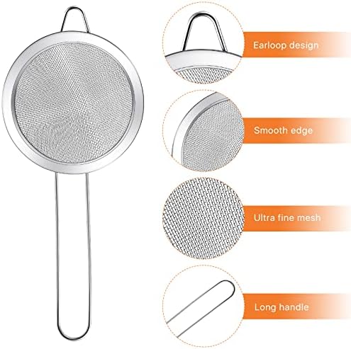 Worldity Stainless Steel Small Strainer 4 Inch Reusable Food Grade Mini