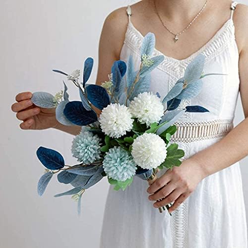 Artificial Silk Bouquet Fake Flowers Ceramic Vase with Eucalyptus Hydrangea Leaves