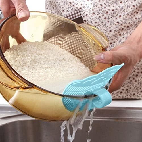 Clip On Strainer for Pots Pans Bowls Blue 13x11x35cm