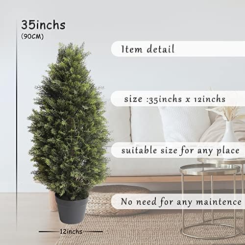 Elegant 3FT Artificial Cedar Topiary for Front Porch