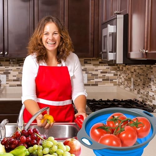 Compact Blue Kitchen Strainer Set for Multifunctional Use