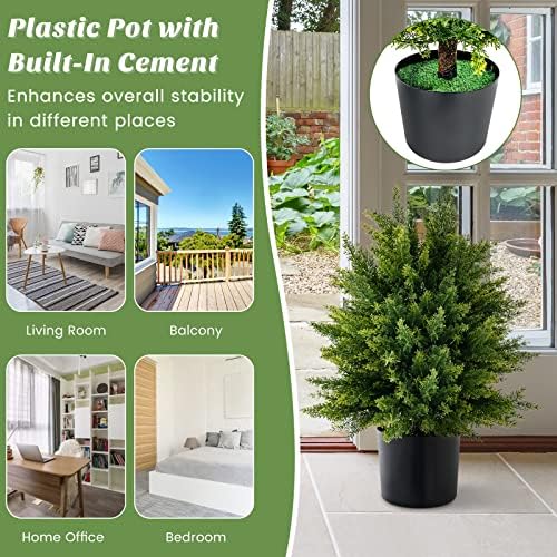 2 Pack Cedar Topiary Trees Fake Greenery for IndoorOutdoor