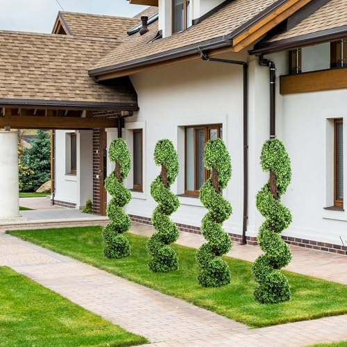 Eco-Friendly Artificial Boxwood Topiary Tree Set of 2