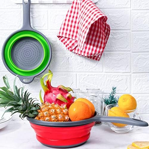 Vctitil Foldable Silicone Colander with Handle Durable Kitchen Tool Easy to Clean Use