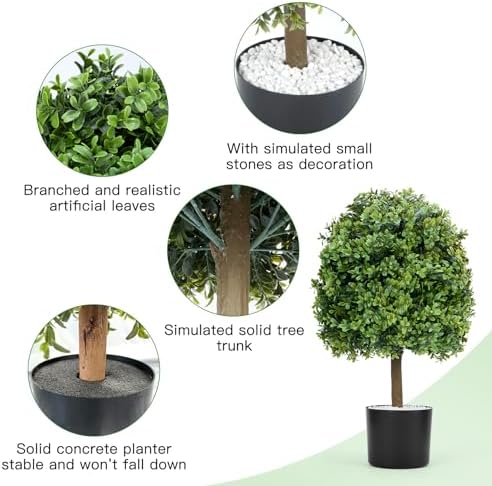 Realistic Boxwood Topiaries Set