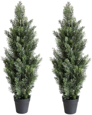 Momoplant 31 in Tall Artificial Cedar Topiary 2 Pack