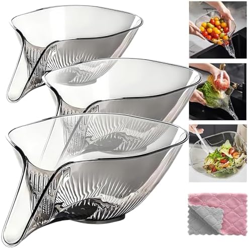 Yamjug Drainage Basket 3-Piece Multi-Functional Kitchen Tool for Fast Cleansing