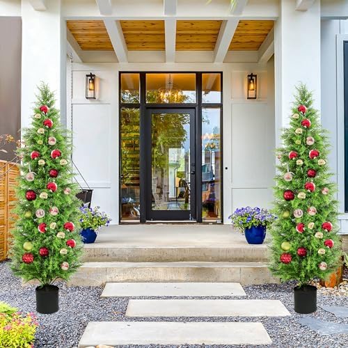 Artificial Cedar Topiary Tree Decor 72 Front Porch Plant