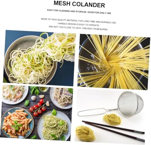 Mikinona 2pcs Stainless Steel Food Strainer With Bamboo Handle