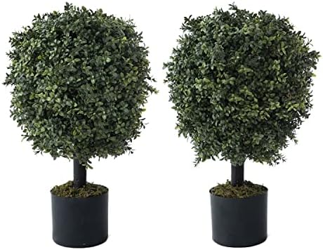 Realistic UV-Resistant Boxwood Topiary Set