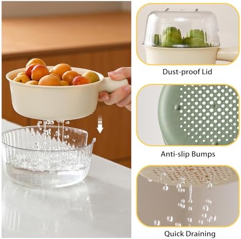 Iensen 2-Piece Compact Colander BPA-Free Dishwasher Safe